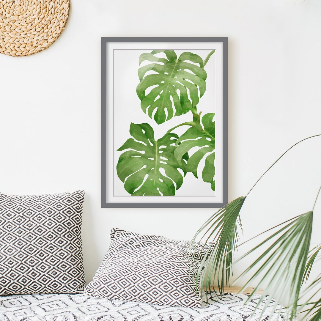 Gerahmtes Poster Monstera Watercolour