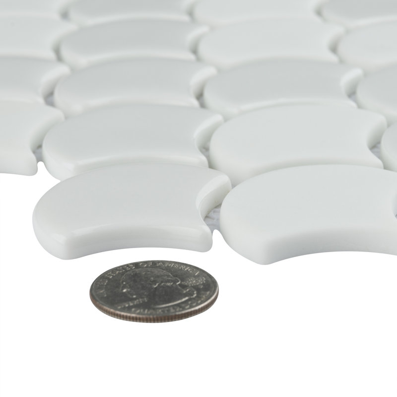 Expressions Scallop White 11-1/4" x 12" Glass Mosaic Tile