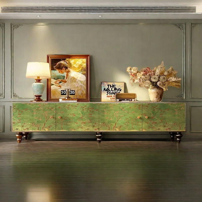 Meuble télé en bois massif de style rétro, 86.61