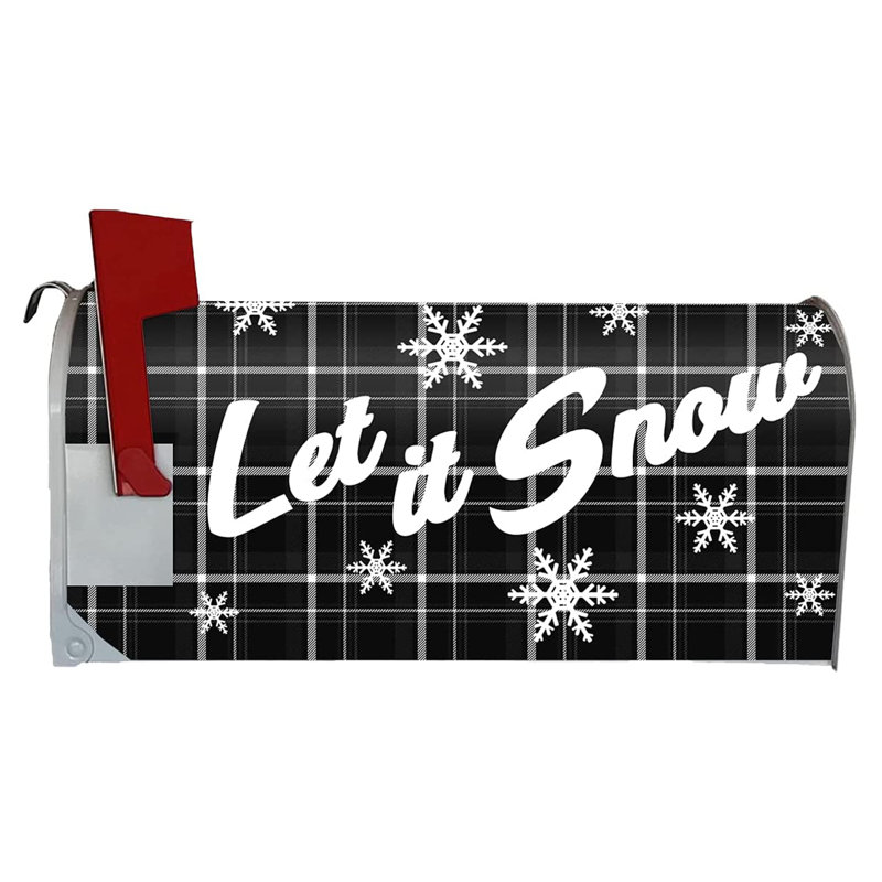 Couvercle de boîte aux lettres de Noël, H 5 po x l 18 po, Noir / blanc