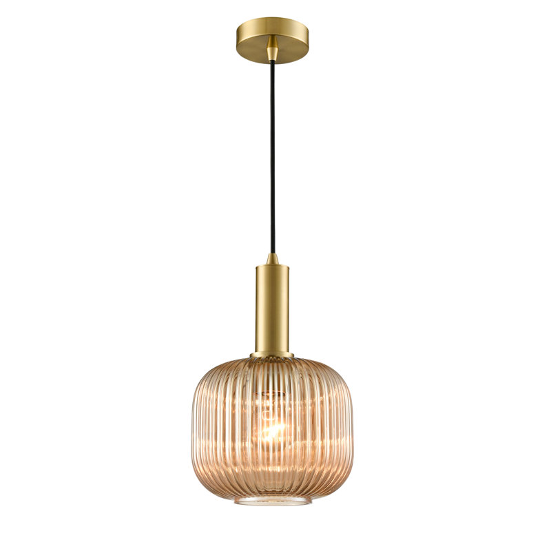Alizza 1 - Light Single Pendant, Brown, 18.6cm H x 8cm W x 8cm D, Satin Brass