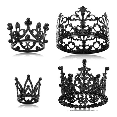 4-piece Mini Black Crown Cake Toppers