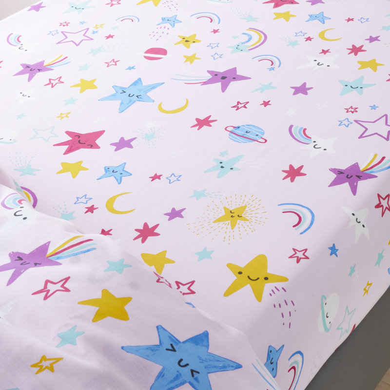 Happy Stars Fitted Sheet, Double (4'6)