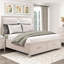 Lit plateforme moderne de luxe avec rangement pour pied de lit et tête de lit en bois clair-882880867