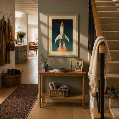 Rocket Launch Retro - Framed Print