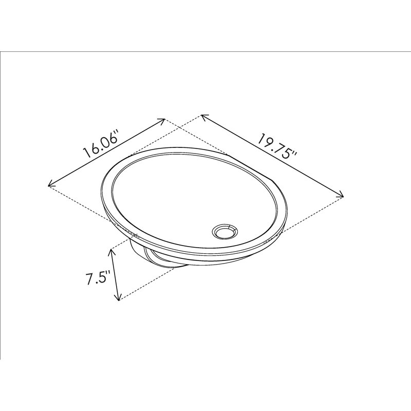 Cantrio Porcelein Bathroom Sink with 19.75" x 16.06" x 7.5" Dimensions