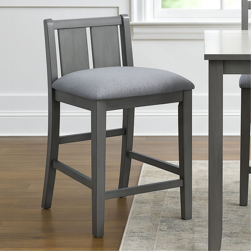 Ensemble de 2 chaises à hauteur de comptoir avec siège rembourré, Gris, Gris