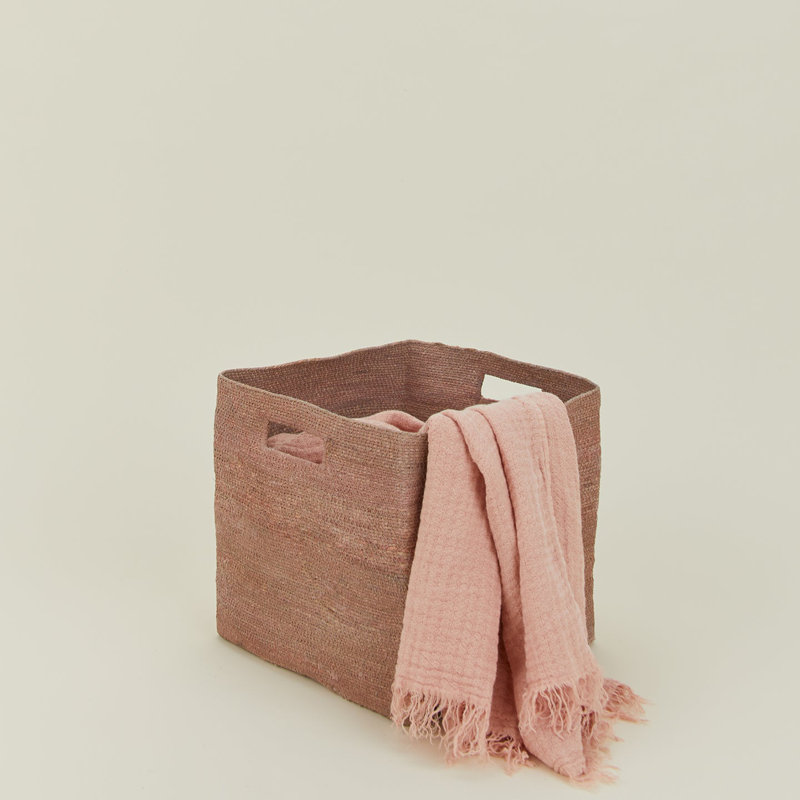 Panier à linge Essential avec poignées, Rosé, H 12 po x l 13 po x P 13 po