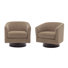 Applewold Upholstered Camel Corduroy Swivel Barrel Chair with Solid Wood Base