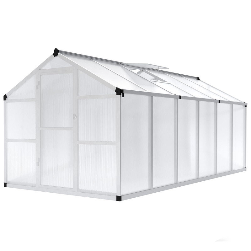Serre 8 x 12 pi pour l'extérieur - Cadre en aluminium robuste avec évent de toit réglable, clous de sol, idéal pour la cour, le jardin ou le patio