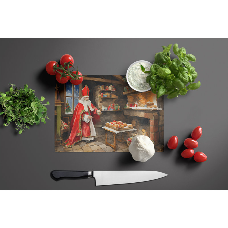 Biscuits avec planche à découper en verre grand père Noël Sinterklaas