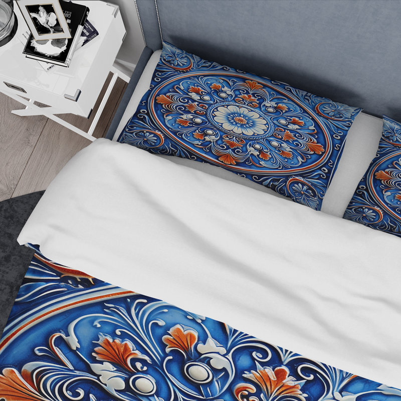 Ensemble de housse de couette Boho Turkish Blue Tiles 2 - Boho Tiles, Housse de couette pour très grand lit et 2 très 