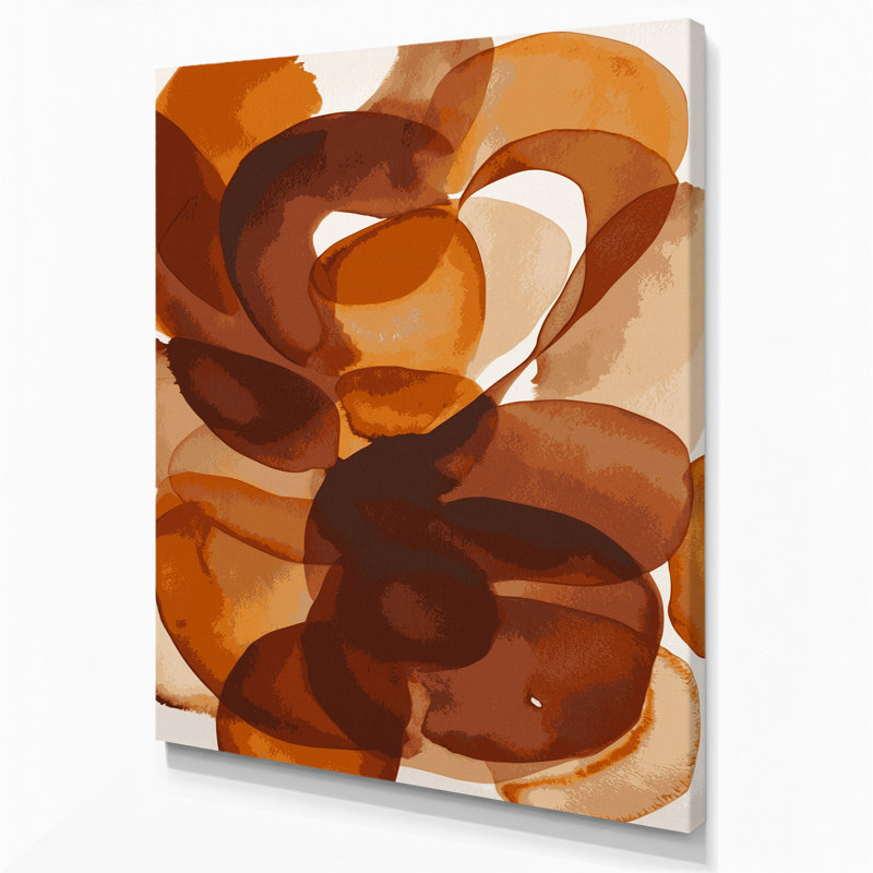 Abstrait aquarelle 53, art mural sur toile brune, H 14 po x l 11 po