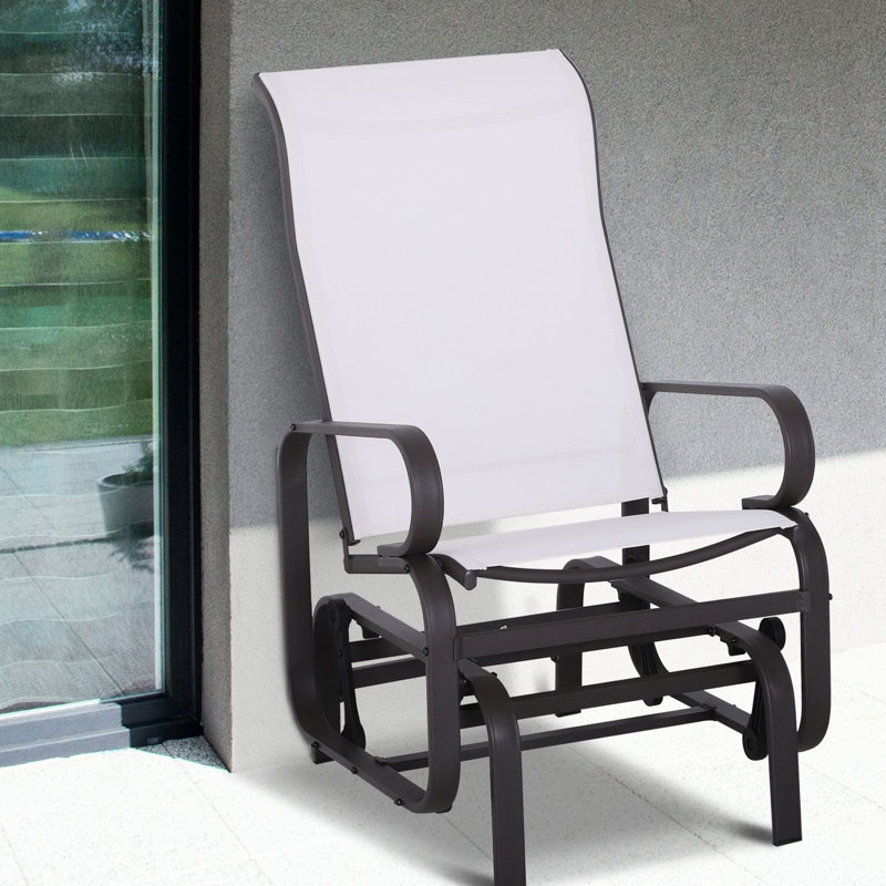 Patio Glider Seat, Beige - Heat And Wear-, Strong Frame, Relaxing Rocking Chair For Patio, Lightweight Portable, , Stable