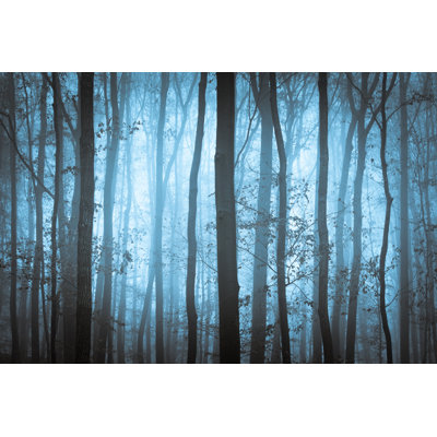 Dark Blue Spooky Forrest - Wrapped Canvas Print