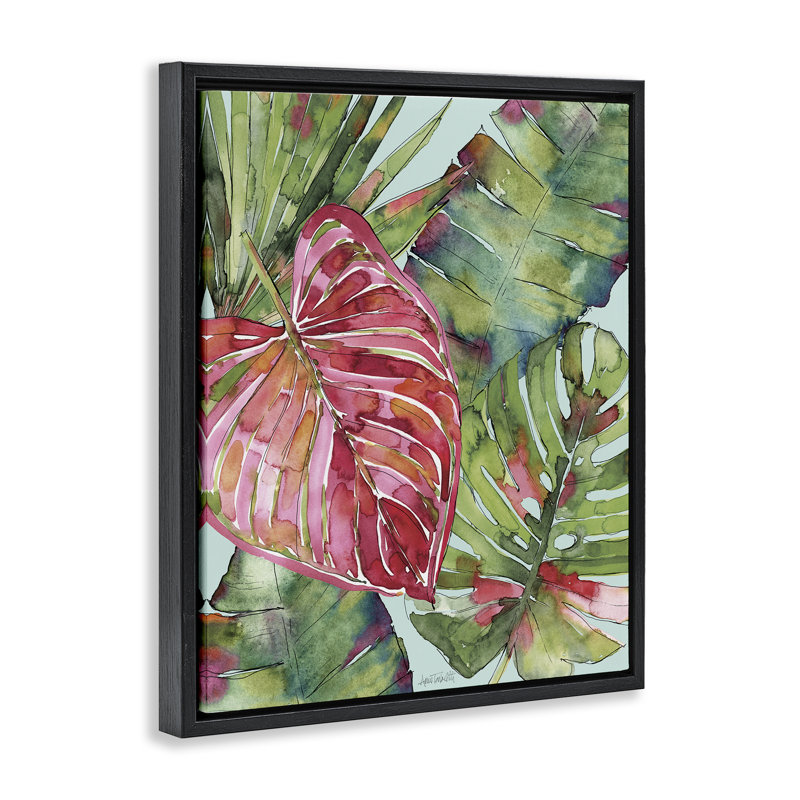 Cadre flottant vert Palm Springs, design par Anne Tavoletti, Cadre flottant noir de jais, H 21 po x l 17 po