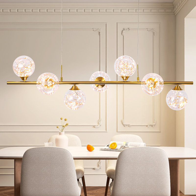 Charmisa 7 - Light Kitchen Island Linear LED Pendant, Gold