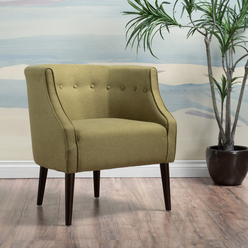 Fauteuil demi-tonneau Kamdyn, Tissu vert