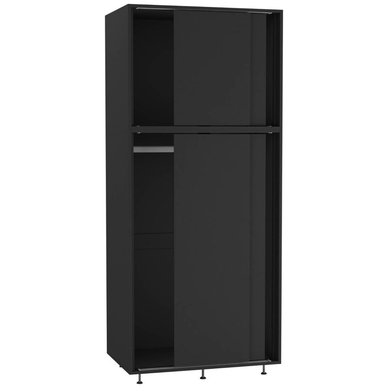 4 Door Solid Wood Wardrobe, Black