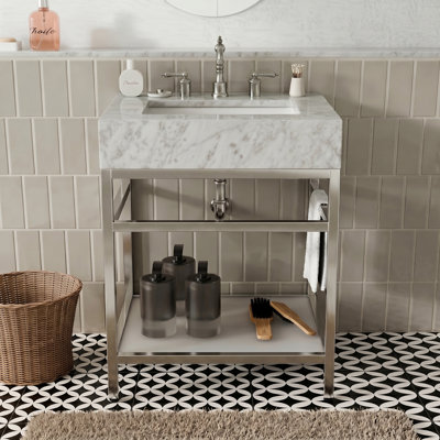 Meuble-lavabo 24 po en marbre de Carrare naturel