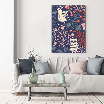 Rooster Hen Owl - Wrapped Canvas Print