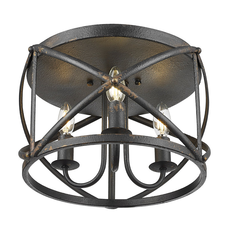 Plafonnier encastré 2 lumières Bova, Fer noir antique