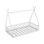 Lit simple en bois avec clôture, blanc