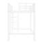 Lit mezzanine simple en métal blanc avec garde-corps, conception simple pour une utilisation efficace de l'espace dans les échelles doubles de la taille d'une chambre d'adolescent, structure en fer stable et fonctionnalité de rangement