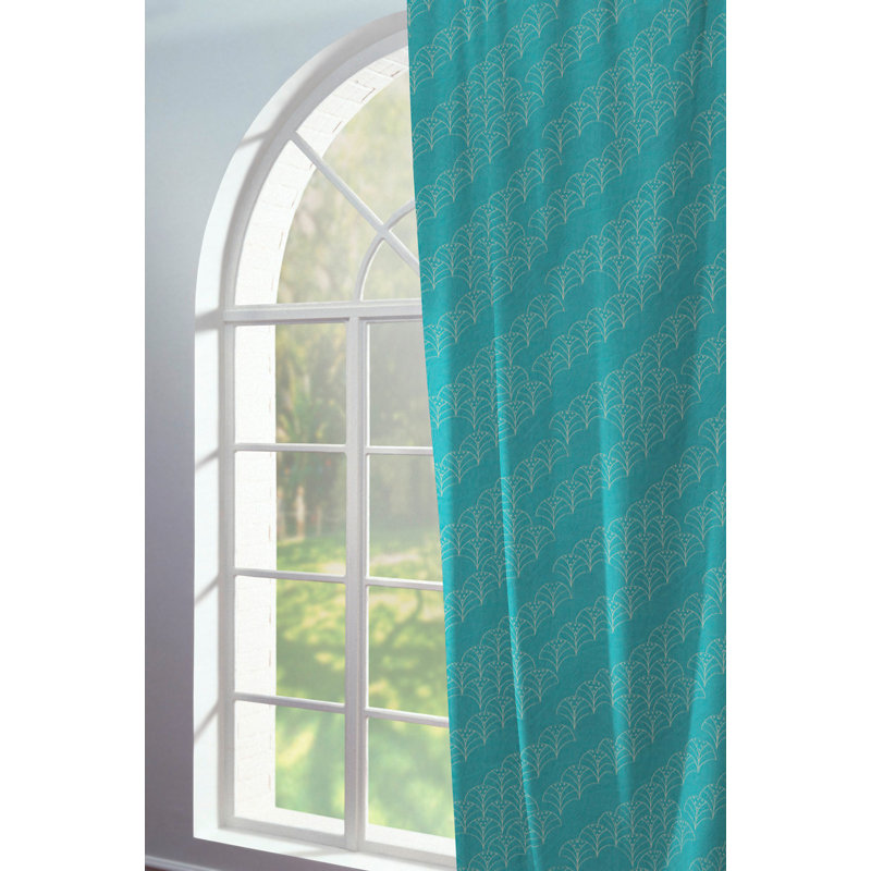 Lizeth Pencil Pleat Opaque Single Curtain, Turquoise, 225cm Width x 145cm Drop