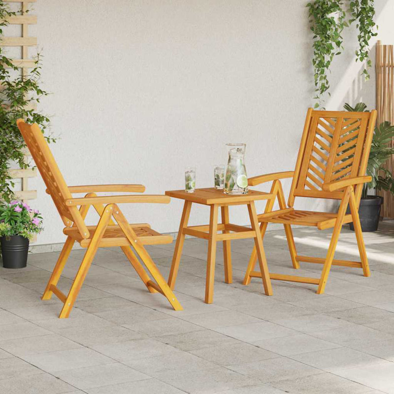 2 - Person Solid Wood Patio Dining Set Square Table