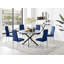Tierra Modern Concrete Effect and Chrome Metal 6 Seat Dining Table Set - Luxury Velvet Dining Chairs-88388538-88388523