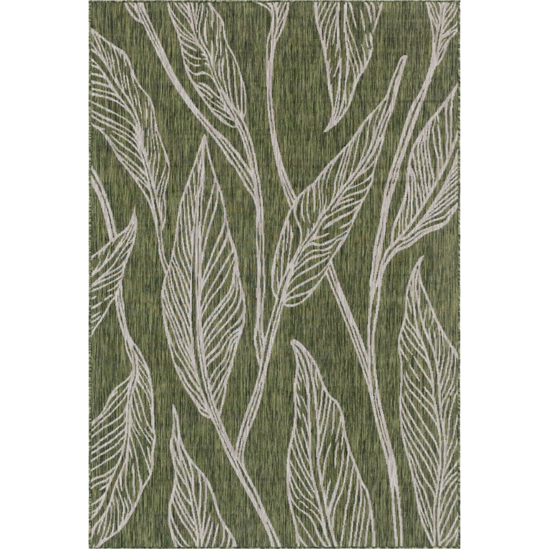 Zenon Floral Indoor / Outdoor Rug, Rectangle 6'1" x 9'