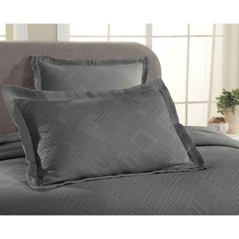 Ensemble de couvre-lit / couvre-lit matelassé 100% coton à motif géométrique toutes saisons Scotch, Gris anthracite