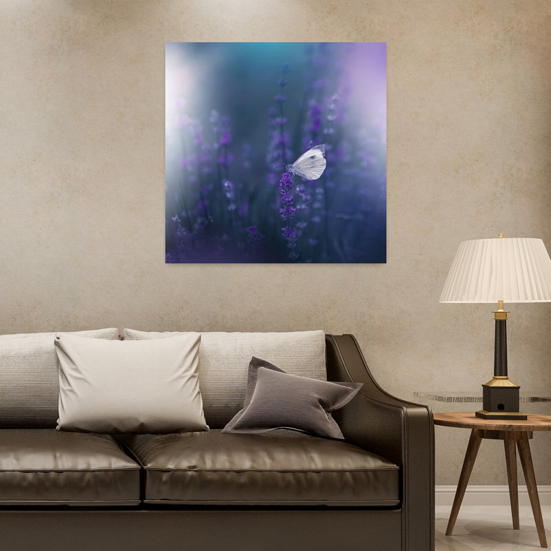 Dreamy Lavender Butterfly Delicate Dreamy Ethereal Butterfly Lavender Violet Flower Nature Wall Art Print 1 Piece Wrapped Canvas Wall Art