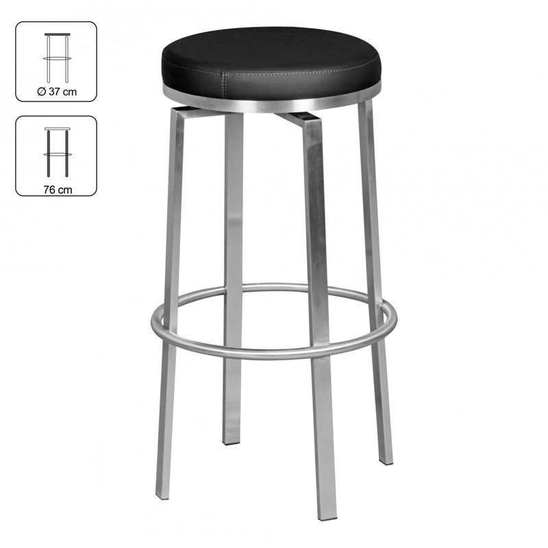 Gabrielle Swivel Upholstered Faux Leather Bar Stool, Black