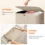 Grand panier à linge 185L à 3 sections avec couvercle, panier à linge en plastique avec poignées en bambou et sacs amovibles, grand panier à linge pliable pour salle de bain, beige