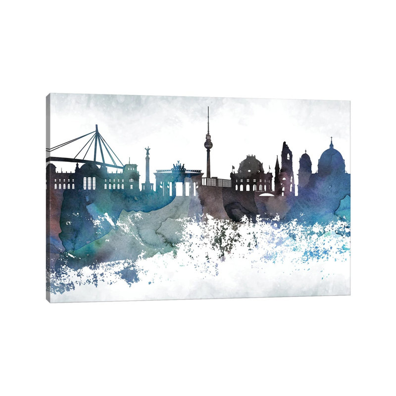Berlin Bluish Skyline 1 Piece Wrapped Canvas Wall Art, 152.5 cm H x 101.5 cm W