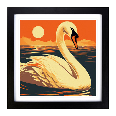 Swan Retro Art No.2 - Framed Print