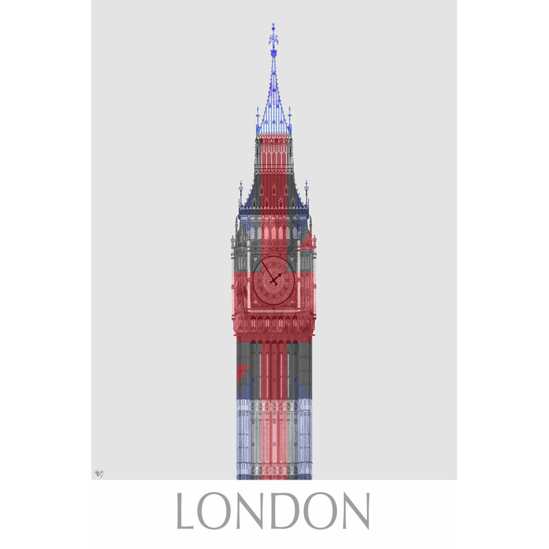 London Big Ben Union Jack - Wrapped Canvas Print, 91cm H x 61cm W