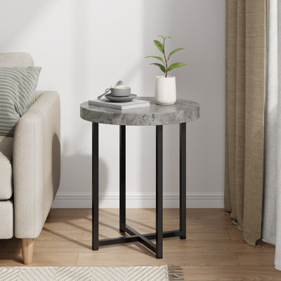 Grey Round Concrete Effect Side Table