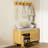 Bamboo Entryway Storage Bench With Dual Doors, Cushioned Seat & Wall-Mounted Shelf