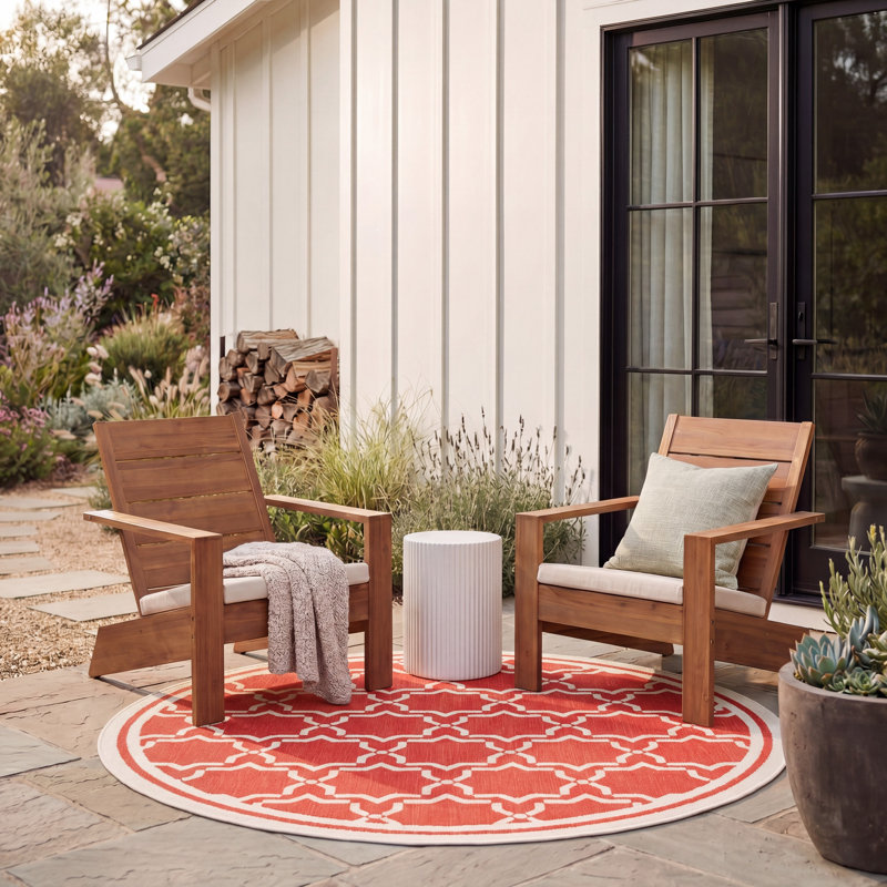 Dirks Performance Geometric Indoor/Outdoor Area Rug, Round 5'3"