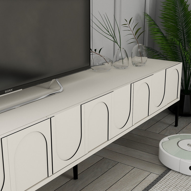 Keikei Unfinished TV Stand, Cream/Black