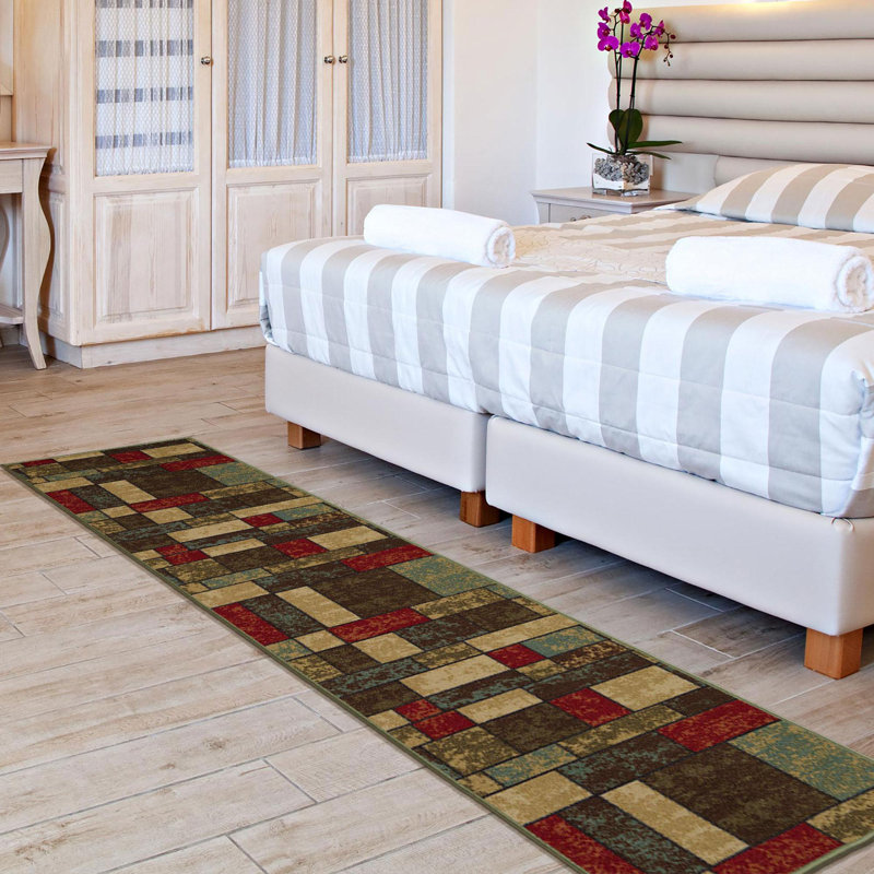 Multicolor Synthetic Non-Slip Runner Rug 1'10" x 7'
