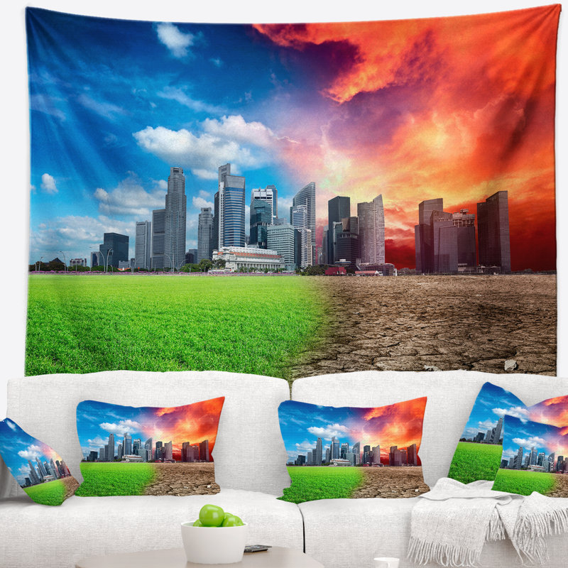 Tapisserie de réchauffement global de paysage, H 32 po x l 39 po