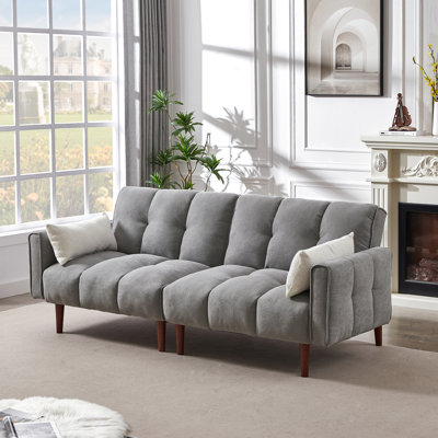 Modern Sofa Convertible Futon Sofa Bed Sleeper Fabric Linen Upholstered Futon Sofa Bed