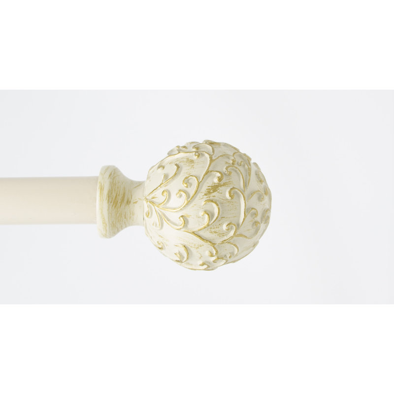 Tringle à rideaux simple réglable 1 po Veun, Blanc français, H 1 po x l 120 po x P 1 po