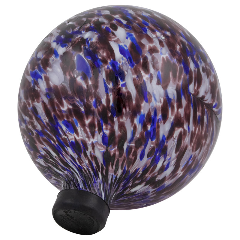 Purple and White Swirled Glass Garden Gazing Ball, 10 Inches