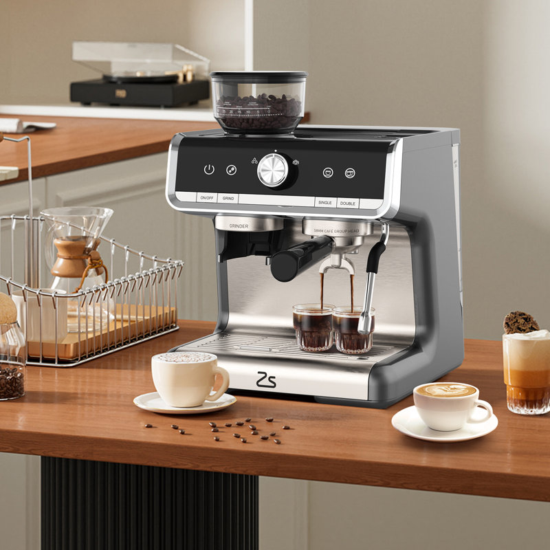 Fashionwu Semi-Automatic Espresso Machine with Frother, Gray