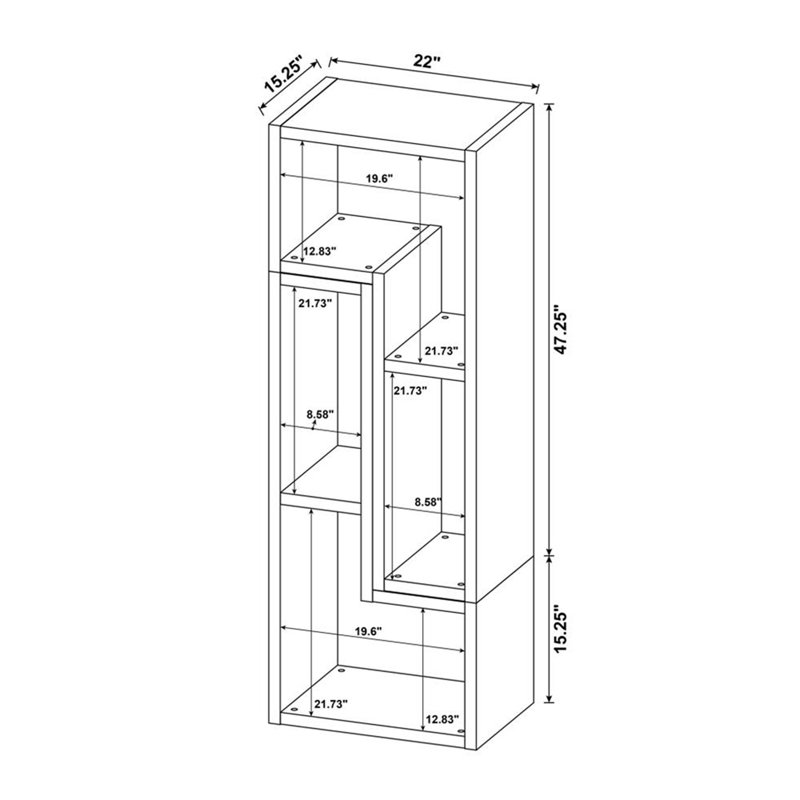 Convertible TV Console And Bookcase, (4 Shelves) 62.5"H x 22"W x 15.25"D, White